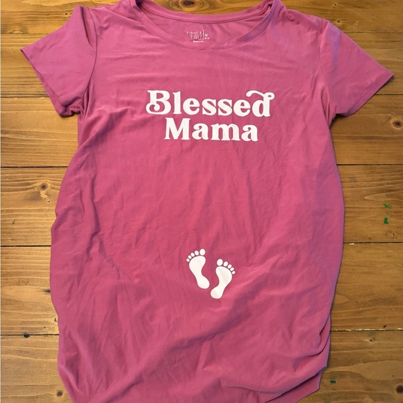 Time and Tru Pink Maternity Tee womens medium blessed mama - Picture 1 of 8